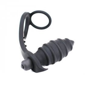 big boy sort silikone prostata stimulator med penisring fra nezend