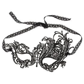 elegant broderet sort polyester maske fra cottelli