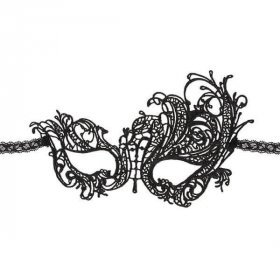 elegant broderet sort polyester maske fra cottelli