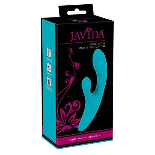 kurvet turkis rabbit vibrator fra Javida i indpakning