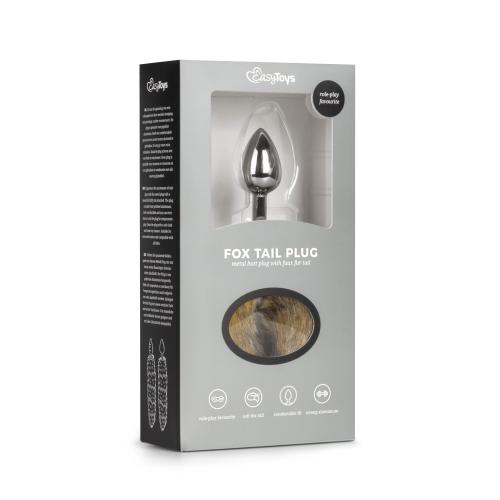EasyToys Fox Tail Plug Silver – Elegant Metal Plug med Blød Brun Rævehale