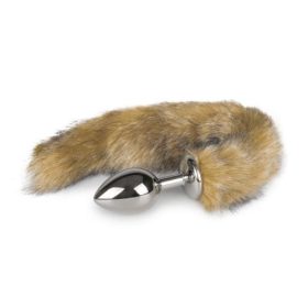 EasyToys Fox Tail Plug Silver – Eksklusiv Sølvfarvet Plug med Blød lysebrun Rævehale