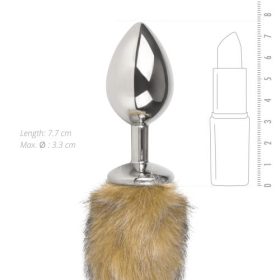 EasyToys Fox Tail Plug Silver – Eksklusiv Sølvfarvet Plug med Blød lysebrun Rævehale