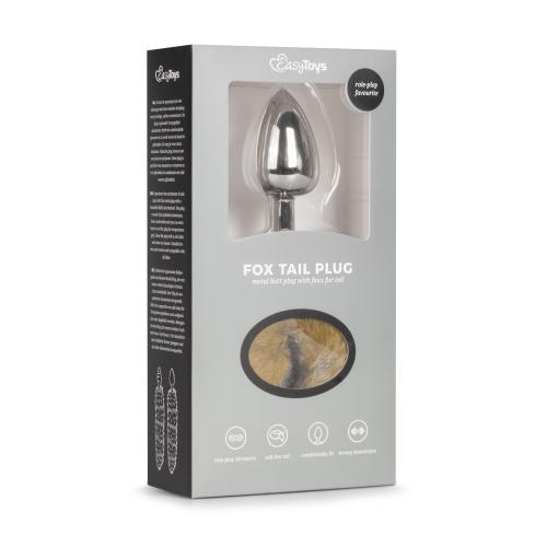 EasyToys Fox Tail Plug Silver – Eksklusiv Sølvfarvet Plug med Blød lysebrun Rævehale